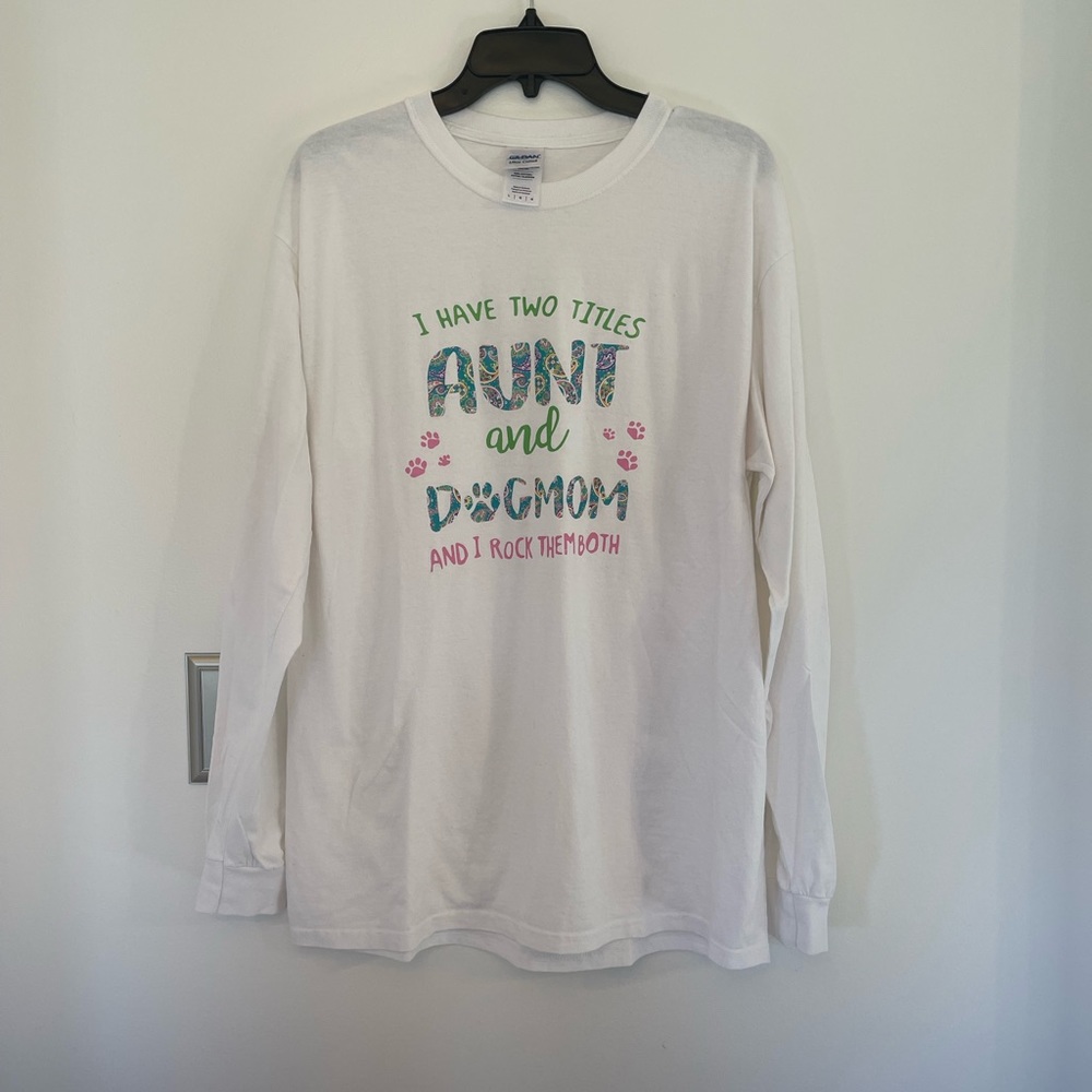 Golden ultra cotton unisex large long sleeve white t-shirt - Aunt & Dog Mom